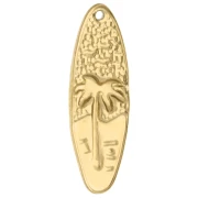 Surfboard pendant 31x10 mm - sunset motif - 304 Gold stainless steel x1