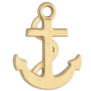 Charm anchor 19x15 mm with rhinestones - Stainless steel 304 Gilded - Crystal x1