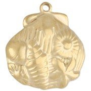 Shell pendant 21x20 mm marine motif in relief - 304 Gold stainless steel x1