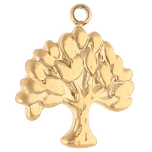 Tree of Life Charm 16x13.5 mm - 304 Gold Stainless Steel x1