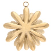 23 mm 3D flower pendant with epoxy resin - 304 stainless steel gold - White x1