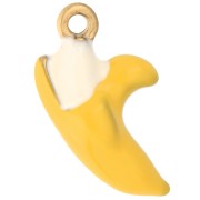 Banana charm 20x10 mm in epoxy resin - 304 Gold stainless steel - Yellow x1