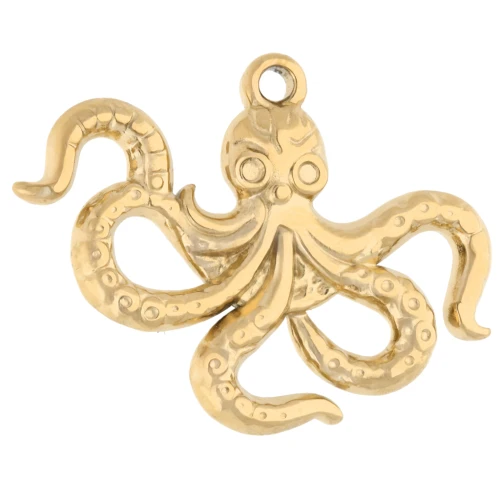Octopus pendant 21x28 mm - 304 Gold stainless steel x1