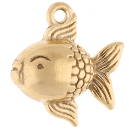 Fish Charm 17x16 mm - 304 Gold Stainless Steel x1