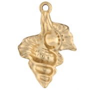 Shell pendant 30x21 mm and imitation freshwater pearl - 304 Gold stainless steel