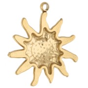 14 mm textured sunburst charm - 304 Gold stainless steel x1