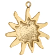 14 mm textured sunburst charm - 304 Gold stainless steel x1