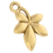 16x10.5 mm leaf charm with rhinestones - 304 Gold stainless steel - Crystal x1