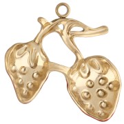 Strawberry pendant 21x23 mm with epoxy resin - 304 Gold stainless steel - Red