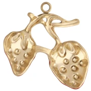 Strawberry pendant 21x23 mm with epoxy resin - 304 Gold stainless steel - Red