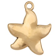 Starfish Charm 16.5x15 mm in Epoxy Resin - 304 Gold Stainless Steel - Blue x1