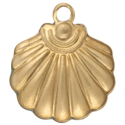 Shell charm 18x16 mm with epoxy resin - 304 stainless steel Gilded - Blue - Pink