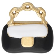 Handbag charm 12 mm epoxy resin - 304 stainless steel Gold - White - Black x1