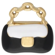 Handbag charm 12 mm epoxy resin - 304 stainless steel Gold - White - Black x1