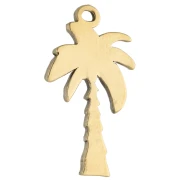 Palm tree charm 20x11 mm with rhinestones - 304 Gold stainless steel - Crystal x1