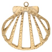 Hammered openwork shell pendant 29x28 mm - 304 Gold stainless steel x1