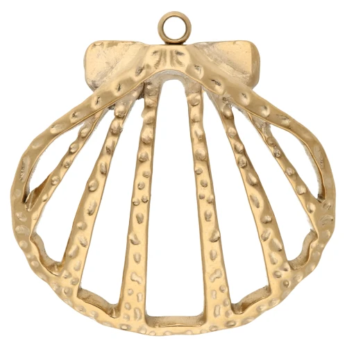 Hammered openwork shell pendant 29x28 mm - 304 Gold stainless steel x1
