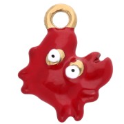 Crab charm 14x11 mm with epoxy resin - 304 Gold stainless steel - Red x1