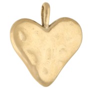 Hammered Heart Charm 19.5x17.5 mm - 304 Gold Stainless Steel x1|raw }}