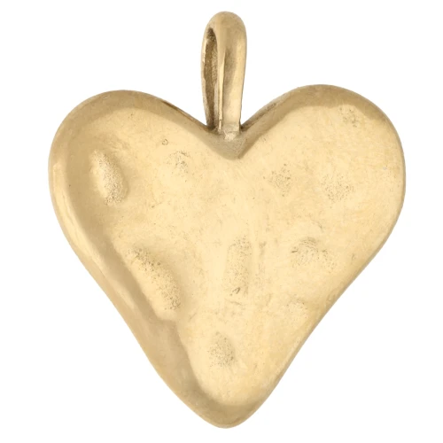 Hammered Heart Charm 19.5x17.5 mm - 304 Gold Stainless Steel x1