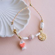7 mm Snail shell beads - 304 Gold stainless steel x4
