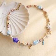 Shell beads 8x3.5 mm - 304 Gold stainless steel x4