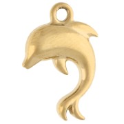 Dolphin Charm 14.5x9.5 mm with rhinestones - 304 Gold Stainless Steel - Crystal x1