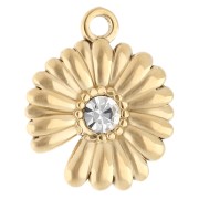 15 mm flower charm with rhinestones - 304 Gold stainless steel - Crystal x1|raw }}