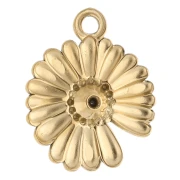 15 mm flower charm with rhinestones - 304 Gold stainless steel - Crystal x1