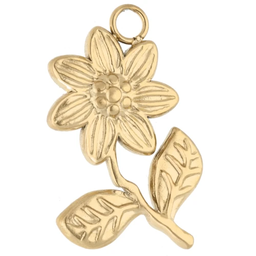 Flower pendant 24x16 mm - 304 Gold stainless steel x1