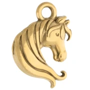 Horse Head Charm 14x12 mm - 304 Gold Stainless Steel x1