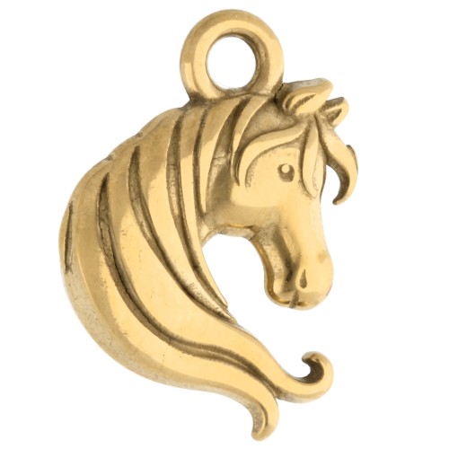 Horse Head Charm 14x12 mm - 304 Gold Stainless Steel x1
