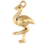 Pink Flamingo Charm 19x10 mm - 304 Gold Stainless Steel x1