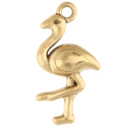 Pink Flamingo Charm 19x10 mm - 304 Gold Stainless Steel x1
