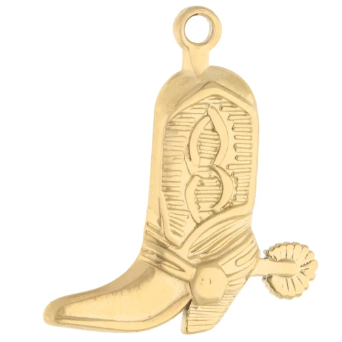 Cowboy boot santiag pendant 24x21 mm - 304 stainless steel, gold-plated x1