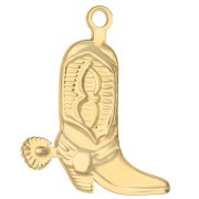 Cowboy boot santiag pendant 24x21 mm - 304 stainless steel, gold-plated x1