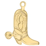 Cowboy boot santiag pendant 24x21 mm - 304 stainless steel, gold-plated x1