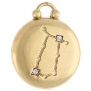 Round reversible charm 17 mm Gemini zodiac sign - 304 stainless steel Gilded x1