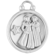 Round reversible charm 17 mm Gemini zodiac sign - 304 stainless steel x1