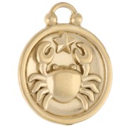 Round reversible charm 17 mm Cancer zodiac sign - 304 stainless steel, gold-plated x1|raw }}