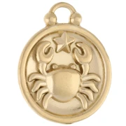 Round reversible charm 17 mm Cancer zodiac sign - 304 stainless steel, gold-plated x1