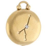 Round reversible charm 17 mm Cancer zodiac sign - 304 stainless steel, gold-plated x1