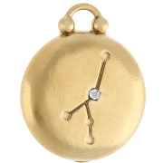 Round reversible charm 17 mm Cancer zodiac sign - 304 stainless steel, gold-plated x1