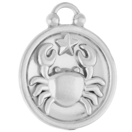 Round reversible charm 17 mm Cancer zodiac sign - 304 stainless steel x1