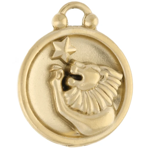 Round reversible charm 17 mm sign of the zodiac Leo - Stainless steel 304 Gilded x1