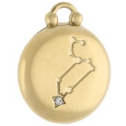 Round reversible charm 17 mm sign of the zodiac Leo - Stainless steel 304 Gilded x1