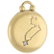 Round reversible charm 17 mm sign of the zodiac Leo - Stainless steel 304 Gilded x1