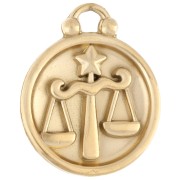 Round reversible charm 17 mm Libra zodiac sign - 304 Stainless steel Gilded x1