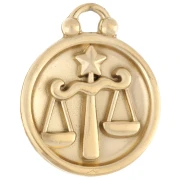 Round reversible charm 17 mm Libra zodiac sign - 304 Stainless steel Gilded x1