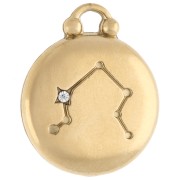 Round reversible charm 17 mm Libra zodiac sign - 304 Stainless steel Gilded x1